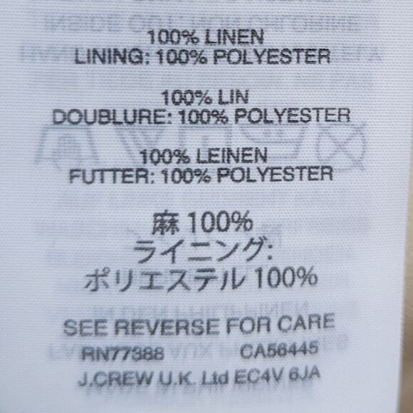 J. Crew Beige Golden Metallic Sleeveless Linen Shift Tunic Dress Pockets Sz. 00 - Picture 7 of 10